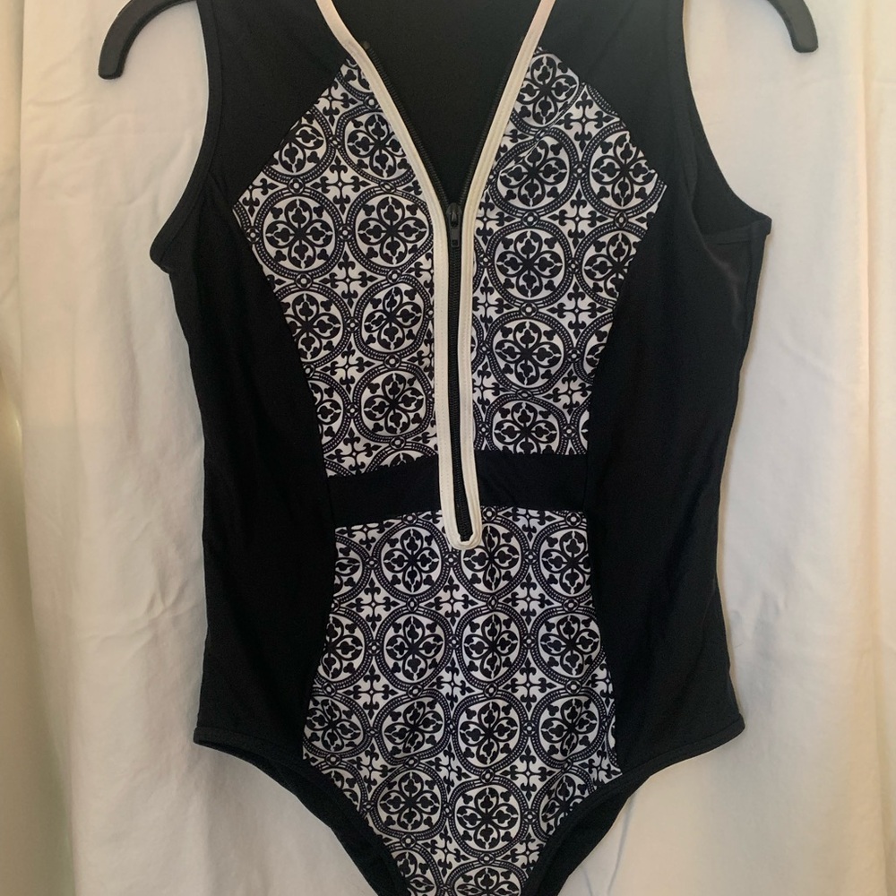 Bare Necessities Black and White Patterned Swimsuit